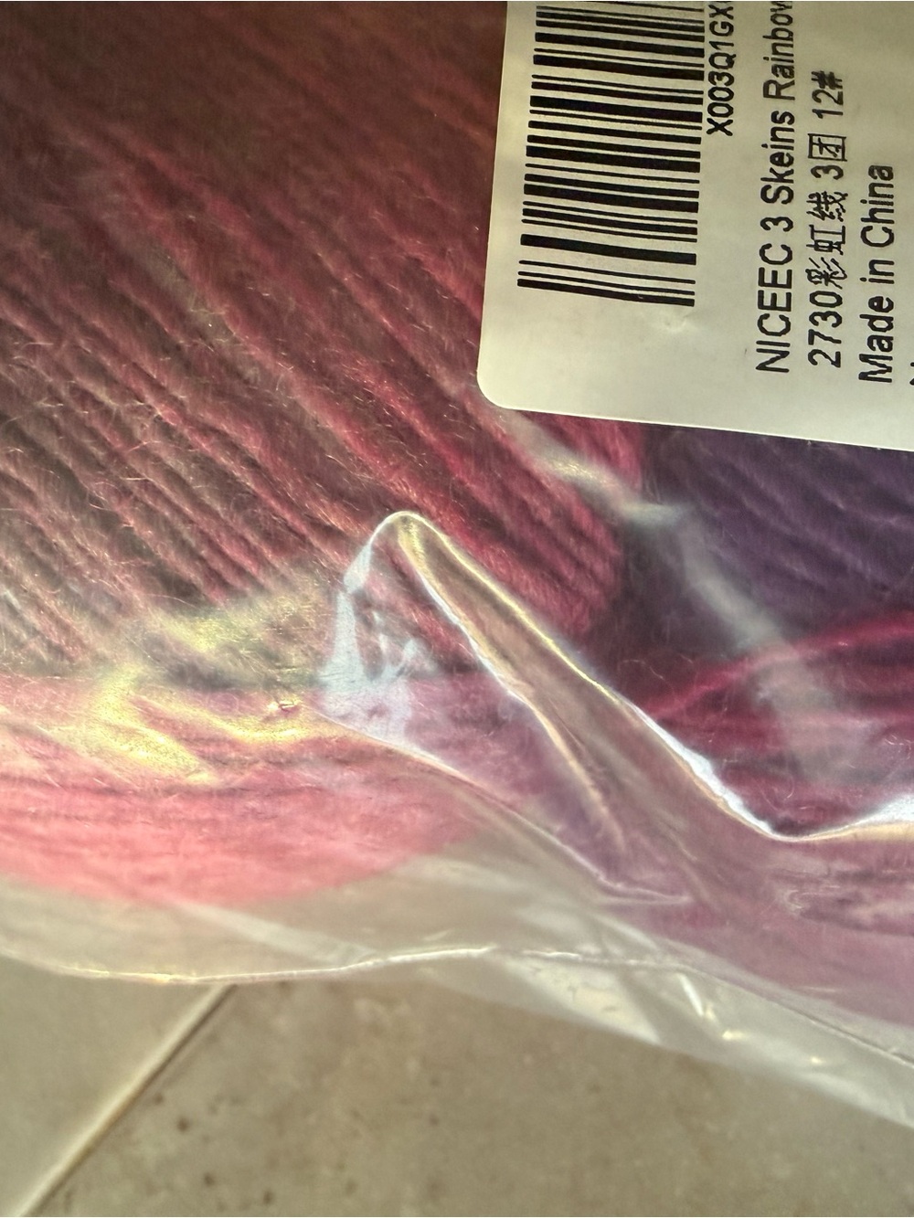 NICEEC Multicolor Gradient Rainbow Wool Yarn Bundle - Purple, Pink, Gray - Picture 8 of 10